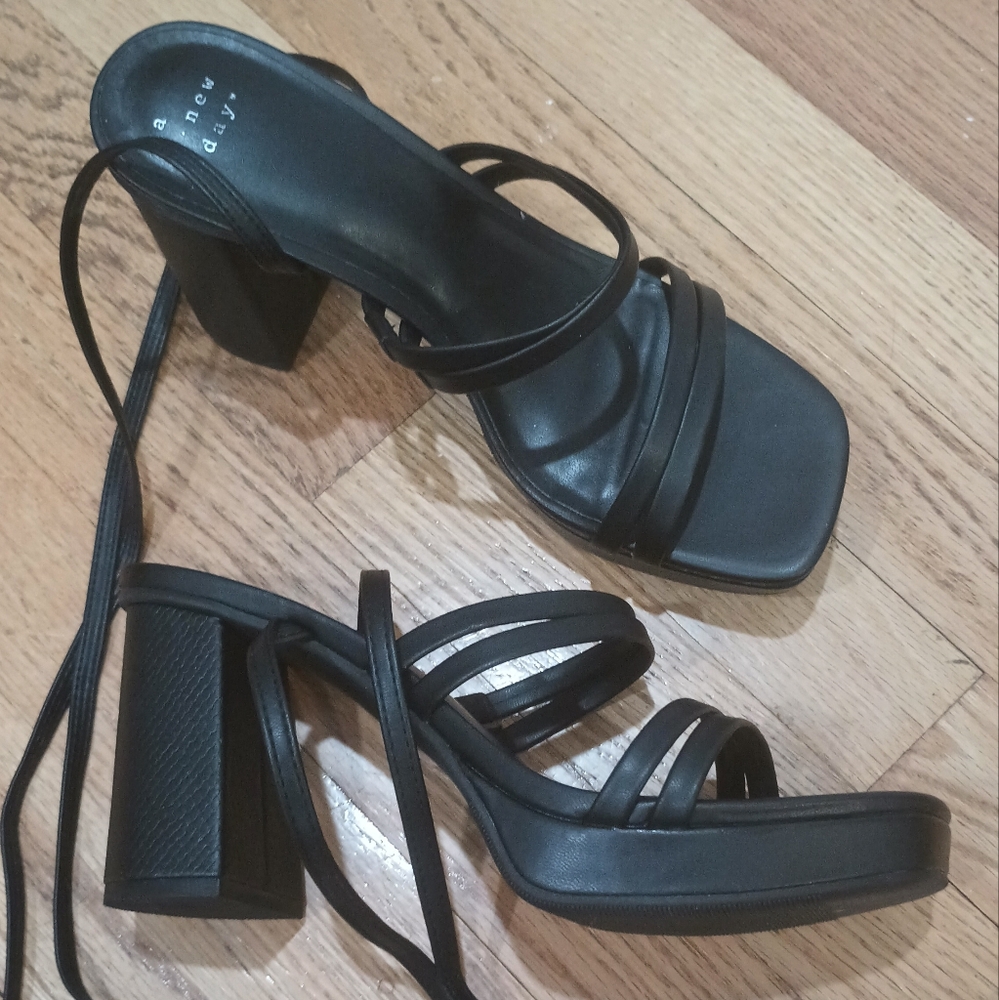 A New Day Black Strappy Sandals